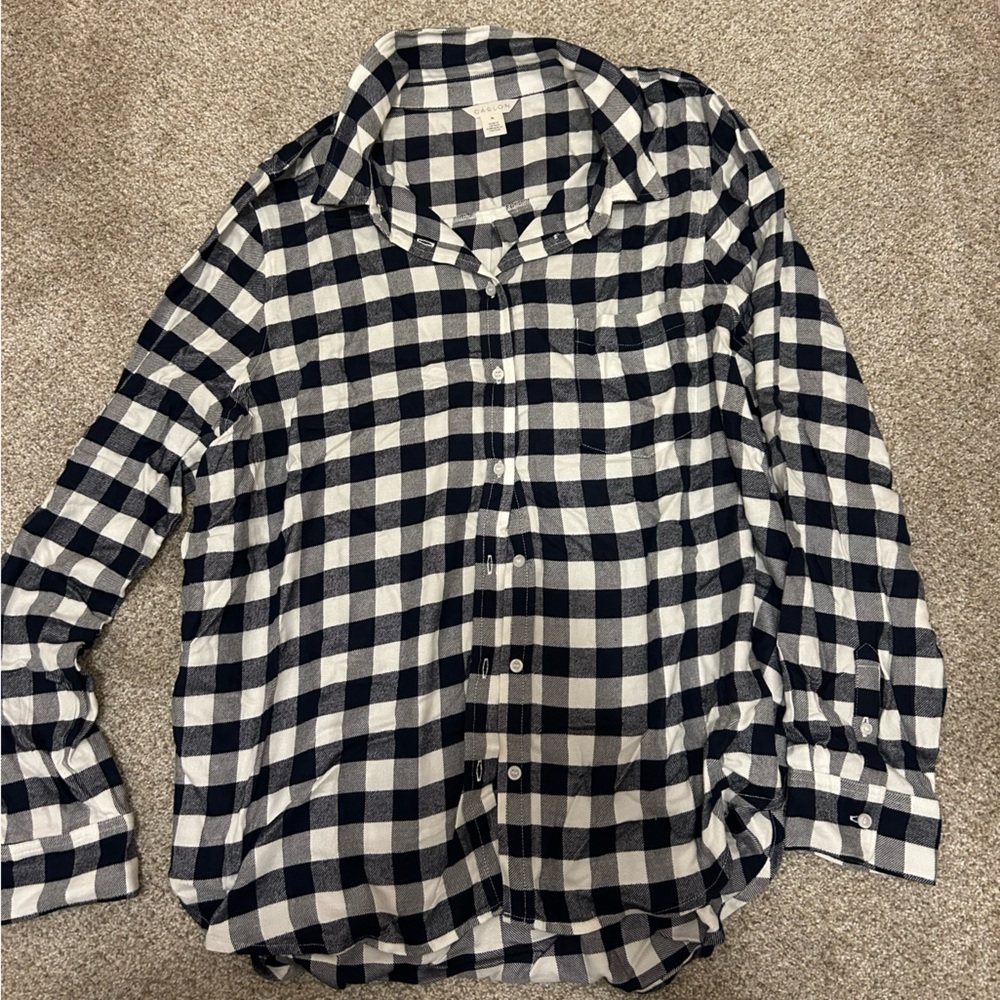 EUC Caslon Navy Gingham Shirt